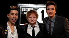 Greg, Russell Kane and Ed Sheeran