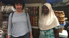 Jane with Mariama in the Agbogbloshie slum, Accra, Ghana