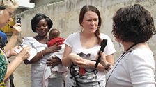 Mummy blogger Penny Alexander and Denise and her baby boy Wisdom.