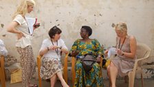 Jane with Mercy Ahun and Rebecca Treadway, Comic Relief and reporter Angela Robson.