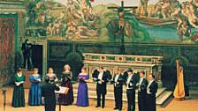 Tallis Scholars performing in the Sistine Chapel (April 1994) to celebrate the complete restoration of the Michelangelo frescos.