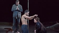 René Pape as Gurnemanz, Jonas Kaufmann as the title character and Katarina Dalayman as Kundry in Wagner's "Parsifal."