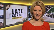 Jacqui Oatley in the Late Kick Off studio