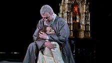 Ferruccio Furlanetto as Philip II and Barbara Frittoli as Elisabeth de Valois in Verdi's "Don Carlo."