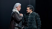 Dmitri Hvorostovsky as Rodrigo and Ramón Vargas in the title role of Verdi's "Don Carlo."