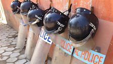 Riot police shields