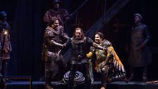 Mark Delavan as Gianciotto, Robert Brubaker as Malatestino and Marcello Giordani as Paolo il Bello in "Francesca da Rimini."