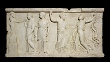 Relief with Bacchus and followers, marble wall panel, From the House of the Dionysiac Reliefs, Herculaneum, 1st century AD