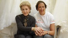 Miranda and Patricia Hodge take a quick pause for breath