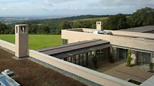 A view across the moors from the 'sedum roof' of Stanbrook Abbey. Copyright Peter Cook.