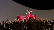 A scene from Act I of Verdi's "La Traviata" with Diana Damrau as Violetta.