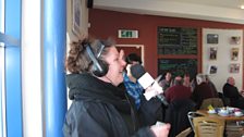 Trying to earn the final clue, at a cafe in Cromer