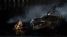 A scene from Wagner's "Das Rheingold" with Mark Delavan as Wotan and Stefan Margita as Loge.