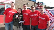 Thordis with some of the King's Lynn firemen, who were hosting a charity car boot sale