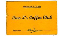 Membership card for the 2i's coffee bar