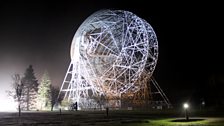 The 3,200 tonne structure emerges from the fog