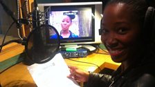 Jamelia recording her voice-over