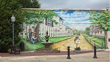 To Kill a Mockingbird street mural in Monroeville, Alabama, hometown of Harper Lee