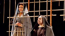 Isabel Leonard as Blanche de la Force and Felicity Palmer as First Prioress in Poulenc's "Dialogues des Carmélites."