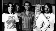 Abba with Radio 1 Presenter Tom Browne, 1977