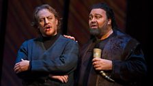 Iain Paterson as Gunther and Hans-Peter König as Hagen in Wagner's “Götterdämmerung". Photo: Marty Sohl/Metropolitan Opera