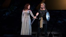 Deborah Voigt as Brünnhilde and Lars Cleveman as Siegfried in Wagner's “Götterdämmerung.” Photo: Marty Sohl/Metropolitan Opera