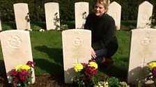 Marielle Plugge van Dalen at graves of Dinghy Young and crew