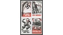 4 x Poster stamps ('Es kommt der Tag !', 'Der Endsieg!', 'Durchhalten!')