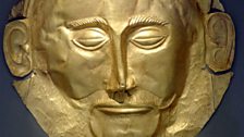 A gold mask of Agamemnon, a Greek hero of the Trojan Wars in Greek mythology