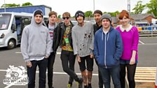 Phil Taggart and Alice Levine with Bring Me the Horizon at Radio 1's Big Weekend