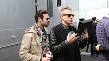 Macklemore & Ryan Lewis watching Phil & Alice's 'Thrift Shop' video