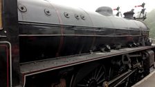 This Thompson class B1 steam engine runs along the North Yorkshire Moors Railway