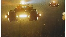 A flying "spinner" vehicle from Ridley Scott's Blade Runner (1982)