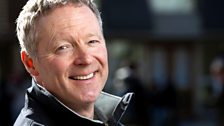 Rory Bremner outside the Scottish Parliament.