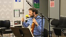 Alasdair Roberts tries playing the Violin in the Late Junction Studio