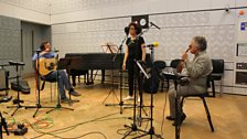 Irvine Arditti (Violin), Elaine Mitchener (Vocals) and Alasdair Roberts (Guitar) in the Late Junction Studio