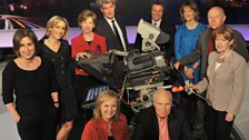 Francine Stock, with fellow Newsnight presenters past and present, celebrate the programme's 30th anniversary, in 2010