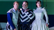 Toby Spence as Essex,Mark Stone as Lord Mountjoy, Kate Royal as Lady Rich