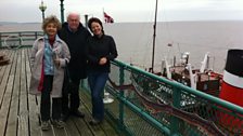 Prunella Scales, Timothy West and Helen Mark on pier