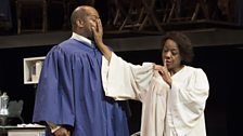 Donovan F Blackwood as Brother Boxer, and Marianne Jean-Baptiste as Margaret Alexander, in The Amen Corner