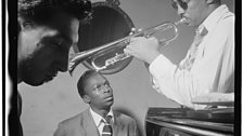 Miles Davis (centre, seated) and Howard McGhee in New York, 1947