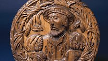 Carved oak head of King James V, Mary Queen of Scots' father