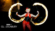 A dancer during Zane Lowe at Glastonbury 2013