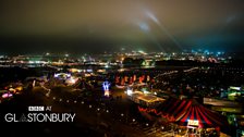 Glastonbury at night