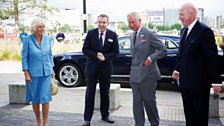 Second from left - Rhodri Talfan Davies (Director, ý Cymru Wales) welcomes the royal couple.