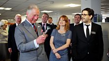 HRH Prince Charles gets to grips with the sonic screwdriver.