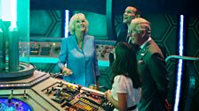 Her Royal Highness The Duchess of Cornwall at the TARDIS controls.