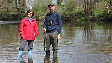 Felicity Evans with Jon Turner, in the river