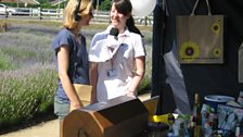 Julie gets lucky on the tombola at Norfolk Lavender in Heacham