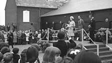 Queen Elizabeth II and the Duke of Edinburgh with Benjamin Britten at the opening ceremony of Maltings Concert Hall